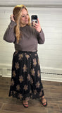 Button Front Maxi, Brown Floral (S, XL)
