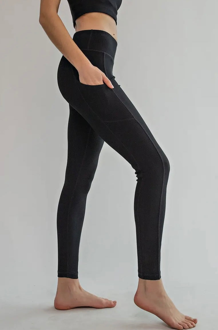 Tummy Control Ribbed Leggings With Side Pockets (small) – Camora Clothing  Co.