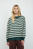 Wide Neck Striped Knit Top