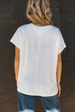 Casual Thick Ribbed V Neck Top, Ivory (S-3X)