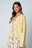 Raw Edge Exposed Seam Cardigan, Butter Yellow