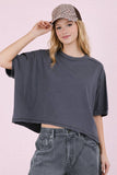 Oversized Crop Comfy Knit Top, Charcoal (S,M)