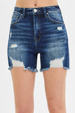 Risen- High Rise Distressed Mid Thigh Shorts