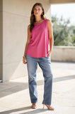 Round Neck Knit Tank Top, Pink