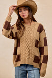 Checkered Cable Knit Sweater