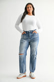 Mica- High Rise Distressed Straight Denim (0-5, 18w, 20w)