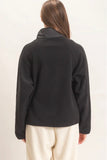 Fleece Jacket With Button Front-Black