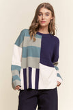 Colorblock Long Sleeve Sweater Top (1x,2x,3x)