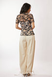 Floral Print Mesh Layering Short Sleeve, Black (S-3X)