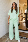 LAS-LIVE Drawstring High Waist Pants Loungewear Set (S-XL)