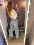 High Rise Low Curve Barrel Denim- Medium Light