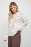 Polka Dot Raw Edge Cardigan, Oatmeal