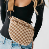 Woven Bum Bag- Checkered Brown