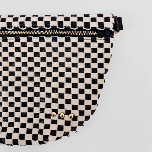Woven Bum Bag- Checkered Black