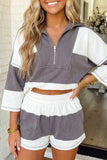 LAS Exposed Seam Detail Top Shorts 2pcs Set (S-XL)