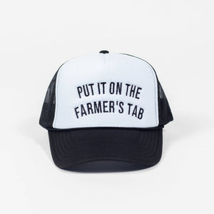 'Put It On The Farmer's Tab' Foam Trucker Hat - Black/White