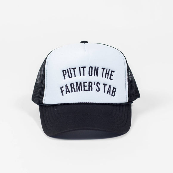 'Put It On The Farmer's Tab' Foam Trucker Hat - Black/White