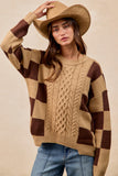Checkered Cable Knit Sweater