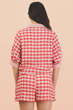 Checkered Shirt Top & Shorts Set (S-L)