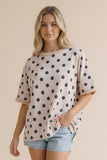 Oversized Polka Dot Short Sleeve Top