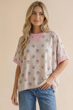Crew Neck Tulip Floral Pullover Knit Top