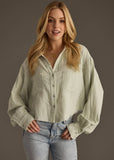Sage Gauze Button Up