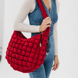 Quilted Hobo Tote Bag-Crimson Red