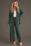 Pine Green Washed Soft Button Up