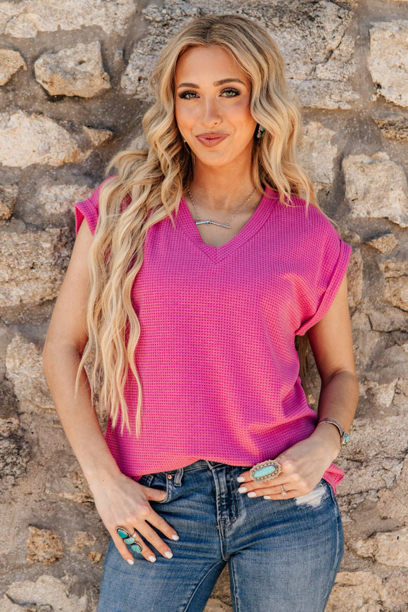 Thermal Two-Tone Top, Pink (M, L, 1X-3X)