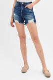 Risen- High Rise Distressed Mid Thigh Shorts