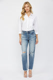 Mica- High Rise Distressed Straight Denim (0-5, 18w, 20w)