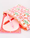 Quilted Pouch, Pink Tile Floral