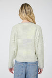 Stripe Raw Edge Cardigan, Dark Brown