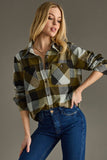 Super Soft Plaid Button Up-Olive & Black (XXL)