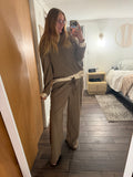 Striped Mock Neck Trim Set (S-3XL)