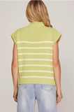 Mock Neck Striped Sweater Top- Light Sage