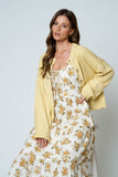 Raw Edge Exposed Seam Cardigan, Butter Yellow