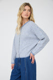 Stripe Raw Edge Cardigan, Dark Brown