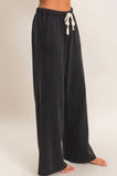 Acid Wash Drawstring Waist Wide Leg Pants