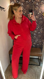 Comfy Luxe Straight Pant, True Red (S, L, 1x, 2x)