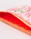 Quilted Pouch, Pink Tile Floral