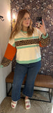 Colorblock Leopard Mix Top