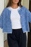 LAS Loose Striped Knit Button Down Sweater Cardigan (S-XL)