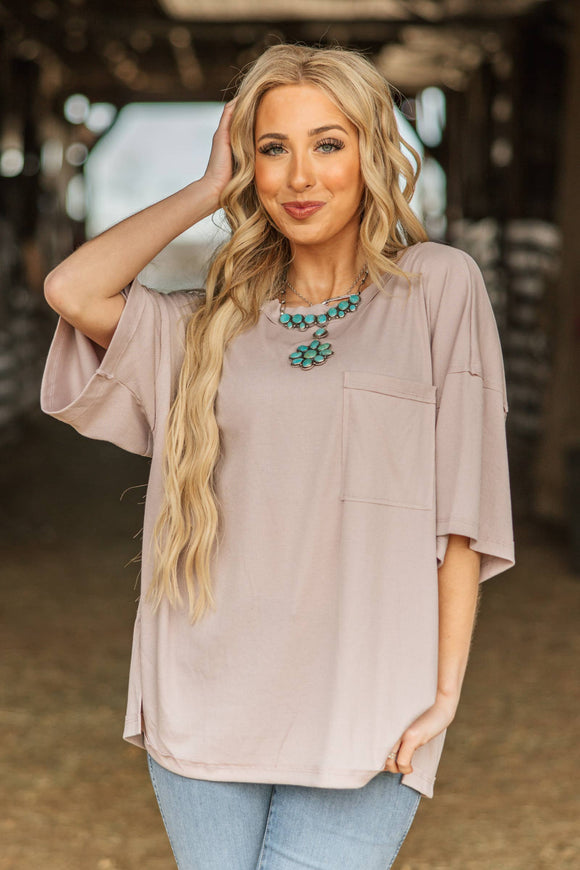 Ribbed Relaxed Boyfriend Shirt w/ Pocket Detail (S-3x)