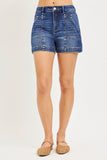 Risen- High Rise Shorts Featuring Decorative Seam Details