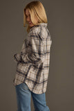 Super Soft Plaid Button Up- Lt. Gray & Brown (S-2X)