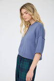 Exposed Seam Drop Shoulder Short Sleeve Top, Sienna