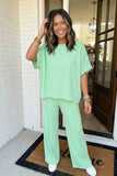 LAS-LIVE Drawstring High Waist Pants Loungewear Set (S-XL)