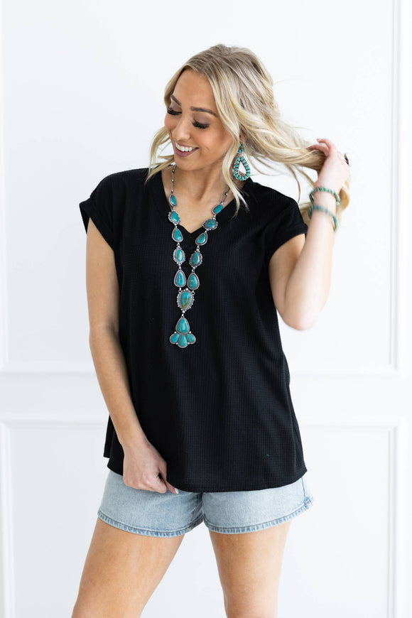 Thermal Two-Tone Top, Black (L, 1x-3x)