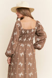 Embroidered Bows Long Sleeve Maxi (S-L)